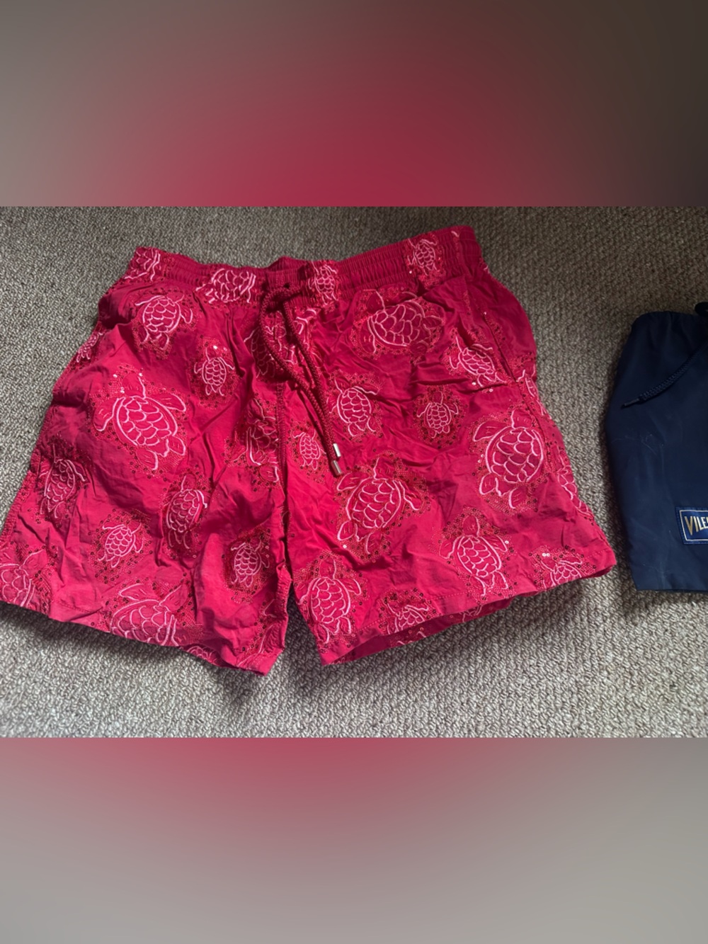 Vilebrequin Red Turtle-Print Men’s Swim Trunks limited edition 13/19